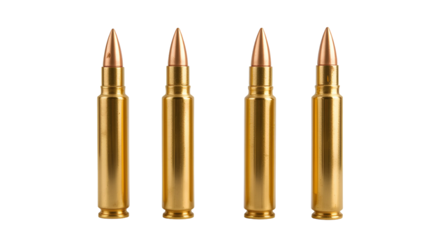 Golden Rifle Cartridges Vertical Illustration Isolated PNG