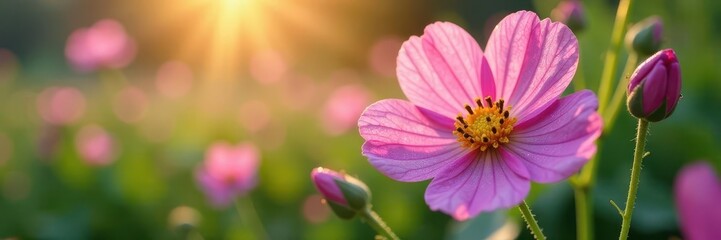 Fototapeta premium Close-up of delicate wildflowers, dew-kissed petals, flower, dew, delicate