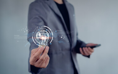 Idea thinking processes and psychology, thinking concept. Machine learning and artificial...