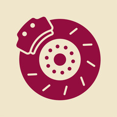Disk brake red trendy useful vector Illustration design beautiful colorful background