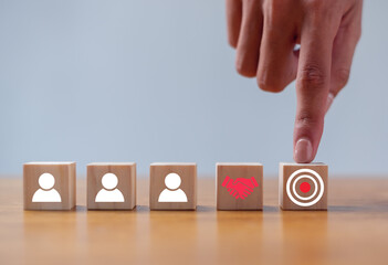 Cubes with handshake symbol. Business agreement between different parties. Business deal,...