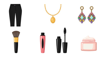 Fototapeta premium Arrangement of fashion accessories and beauty products items