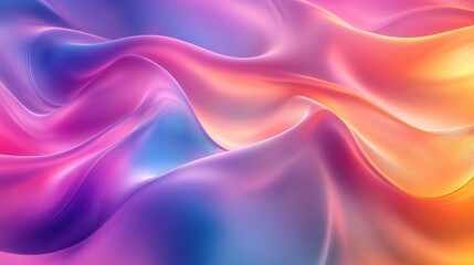 Fototapeta premium Soft gradient abstract curves wallpaper with pink, blue, yellow, purple and green fluid lines, minimalist digital art for screens, UI backgrounds or modern decor