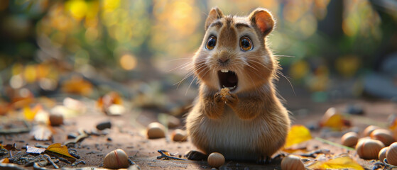 A shocked cartoon chipmunk character who just hit the jackpot