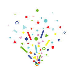 Abstract explosion of colorful geometric shapes. Festive confetti background for party, celebration, and fun event design isolated on white.
