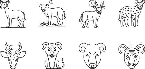 Deer and other animals a collection of various deer and other animal illustrations, including deer, stag, doe, fawn, reindeer, and caribou