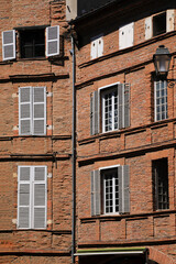 Naklejka premium Red brick facades in Toulouse city (France)
