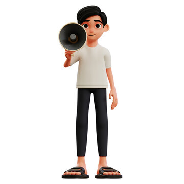 man holding toa 3d illustration