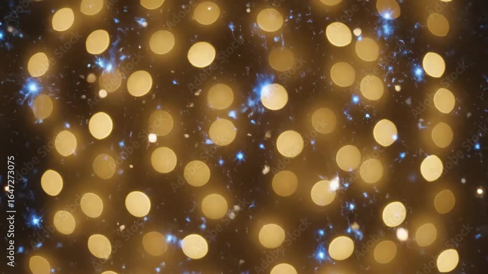 Aufkleber golden bokeh lights and blue sparkle abstract background - a mesmerizing abstract video featuring bl
