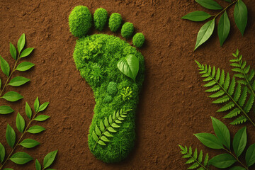 Menschlicher Fu&szlig;abdruck aus pflanzen und Moos