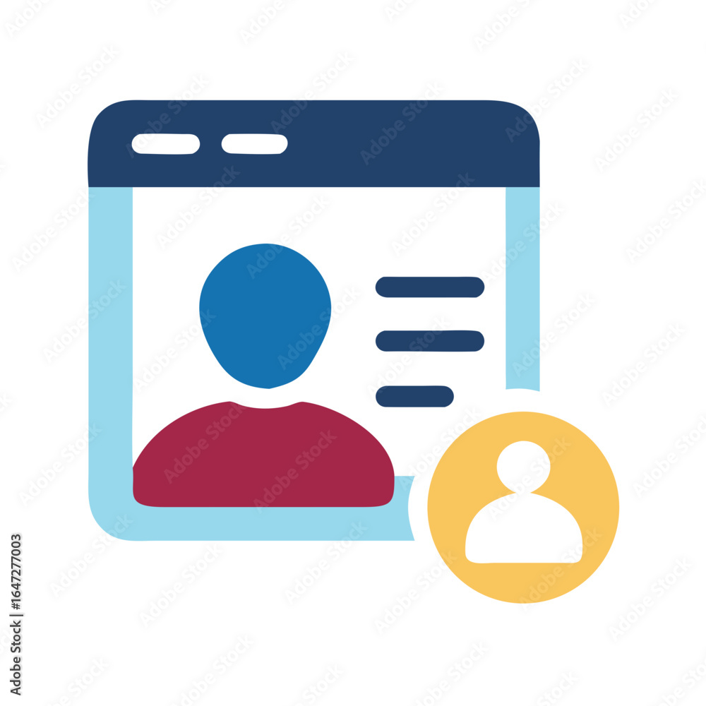 Poster user profile icon representing online identity and information with a blue background