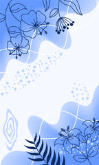 Abstract art background foliage luxury minimal background with flower line illustration art