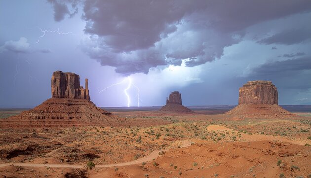 Desert Monoliths Under Storm