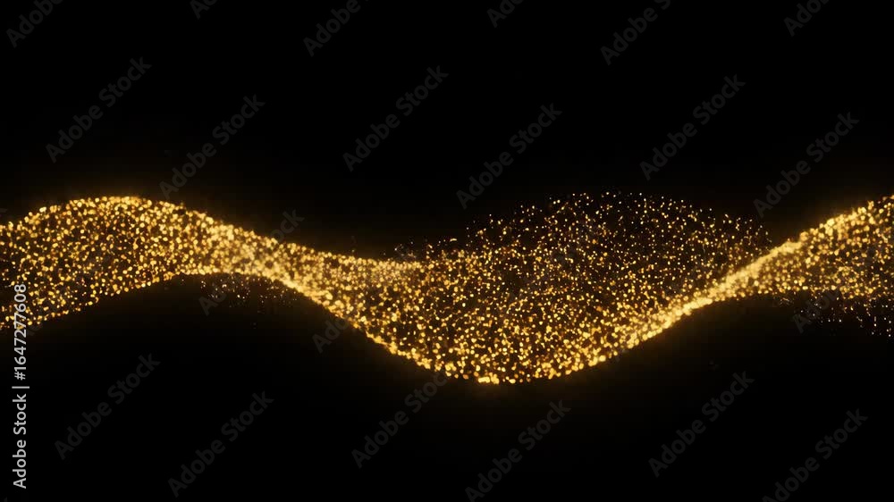 Poster golden particle flow loop - thousands of tiny golden particles flow gracefully in a twisting river-l
