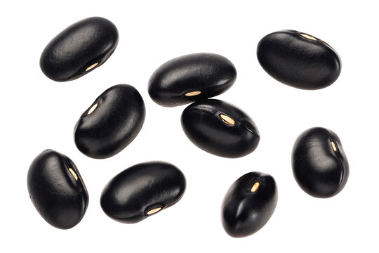 Healthy organic black beans on black background nutrition concept food ingredient soybean shot