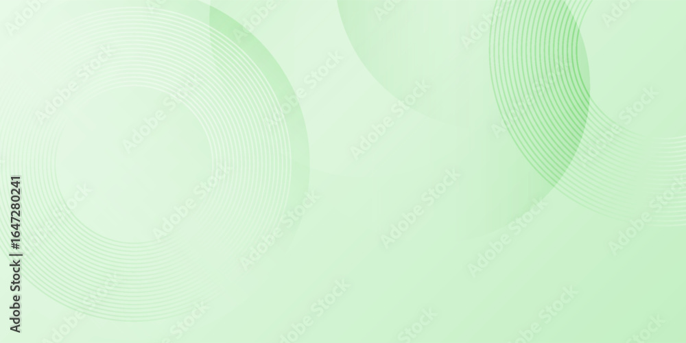 Wall mural minimalist banner light green abstract background with circular line patterns