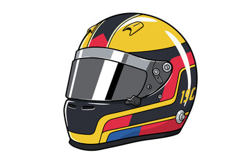 Colorful Racing Helmet with Visor and Number 190 Design