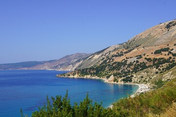 The beach of Aghia Kyriaki, in Kefalonia, Greece
