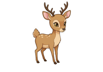 Cartoon Deer with Antlers and Spots