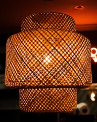 Woven Bamboo Lampshade with Warm Light