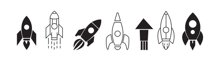 Rocket Icon Set – Startup, Space, Launch, Innovation Vector Design