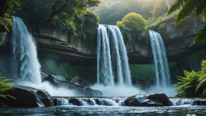  Scenic View Waterfalls Flowing