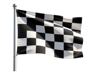 Black and White Checkered Flag with Transparent Background, 3D Realism Graphic for Racing Events