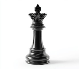 Fototapeta premium Oversized minimalist king chess piece in black or white with smooth curves, isolated on transparent background, 3D rendered object for strategy games and luxury concepts.