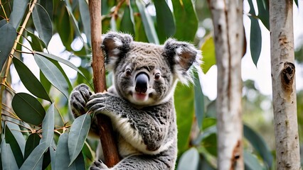 Obraz premium Koala on Eucalyptus Tree