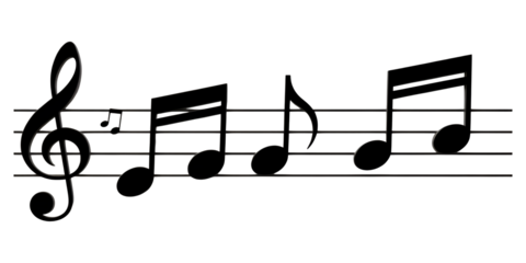 Black Musical Notes on Transparent Background, Minimalist Vector Design Element