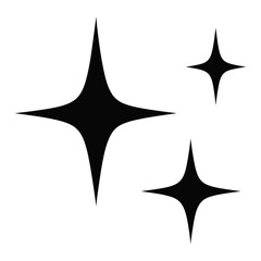 Obraz premium Black sparkle icon with three shining stars, symbol of magic, cleanliness and elegance