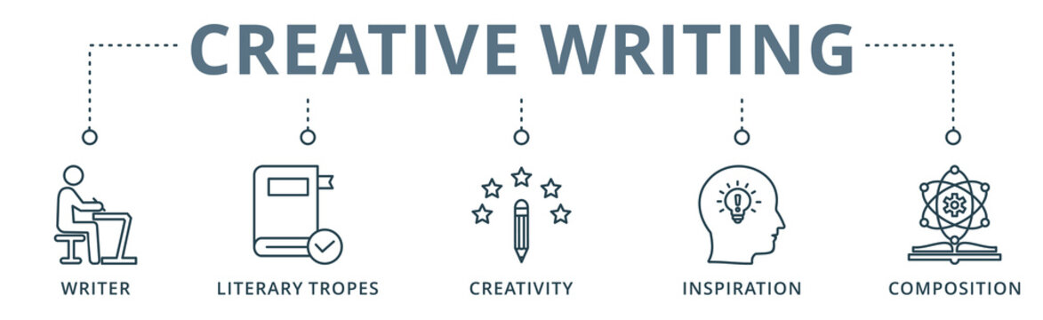 Creative writing icon banner vector illustration 