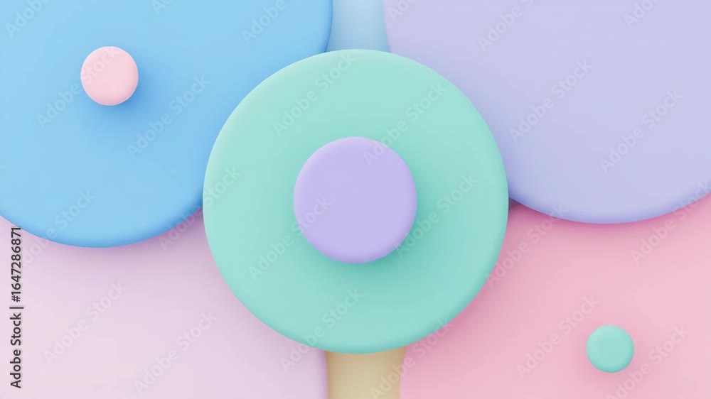 Poster pastel geometric shapes abstract background - soft, pastel-colored geometric circles overlap to crea