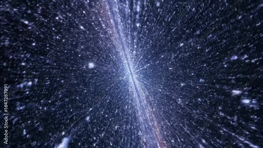 Poster flight through luminous digital cloud - abstract shot of a journey through a vast, luminous digital 