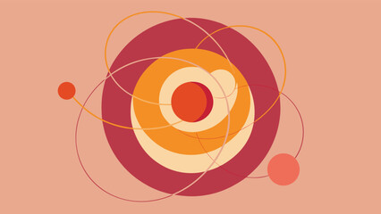 Abstract Atomic Structure with Orbiting Planets in Warm Colors science
