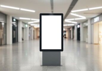 Vertical digital screen display in a modern mall