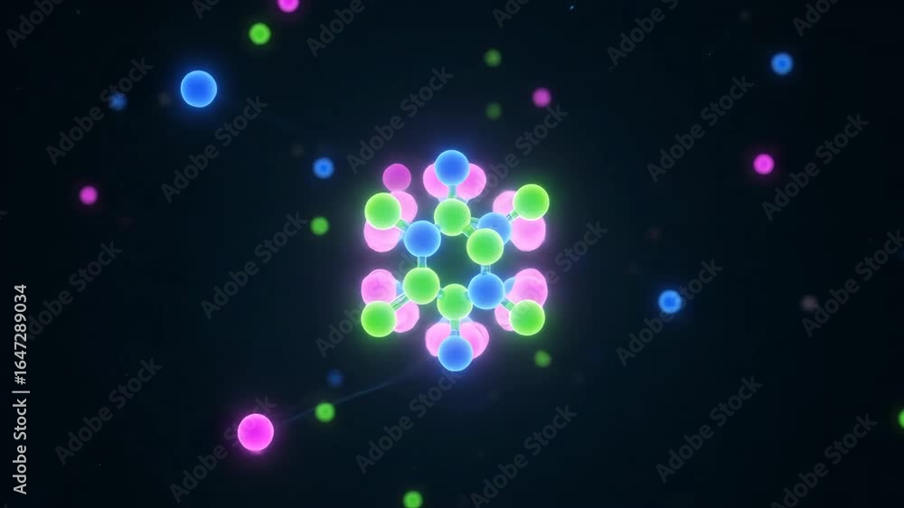 Aufkleber glowing molecular structure animation - a vibrant animation depicts a complex molecular structure co