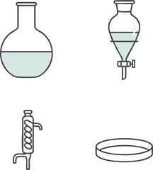 Advanced lab apparatus round bottom flask separatory funnel condenser and ring