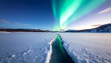 Frozen Lake with Aurora