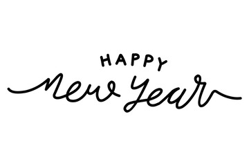 Minimal handwritten "Happy New Year" text with simple elegant style