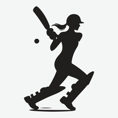 silhouette of a professional cricket player. cricketer icon
