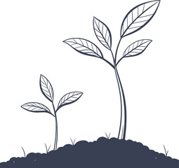 Growth concept with a vibrant green tree silhouette, its deep roots and leaves symbolizing life and nature's strong eco-friendly design