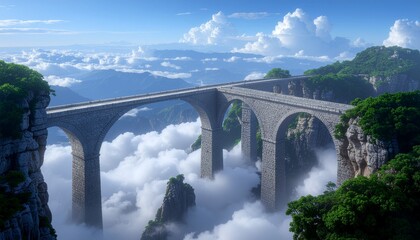 Obraz premium Fantasy Sky Bridges Between Cliffs