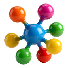 Colorful Glossy Sphere with Bonds on Transparent Background, 3D Realism Design Element