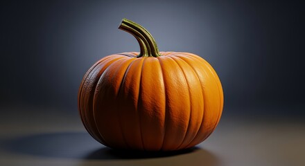 Orange Pumpkin Still Life with Dark Background, Harvest Season