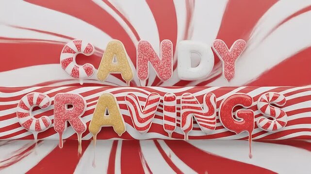 Sweet candy cravings animation with red and white peppermint swirl background creates delicious temptation