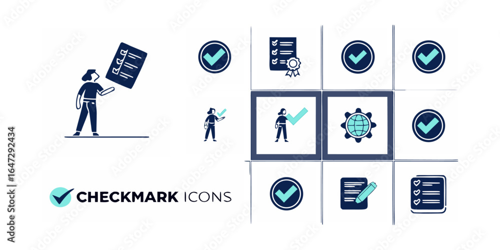 Fototapete checkmark icon. check box icon with correct, accept checkmark icons tick box checked. web and applic