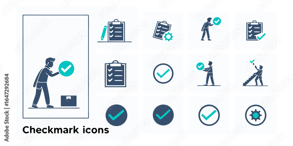 Fototapete checkmark icon. check box icon with correct, accept checkmark icons tick box checked. web and applic