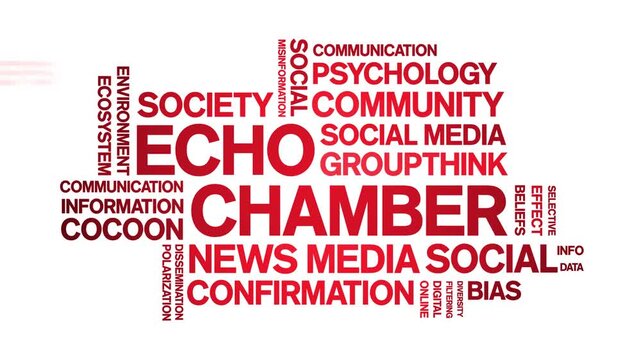 Echo Chamber animated word cloud-text design animation tag kinetic typography seamless loop.