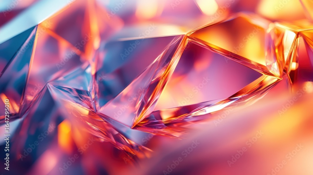 Poster abstract crystalline structure with vibrant colors. close-up view of gems or crystals. potentially f